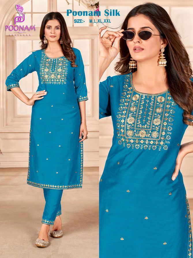 Poonam Silk Designer Kurti With Bottom Catalog